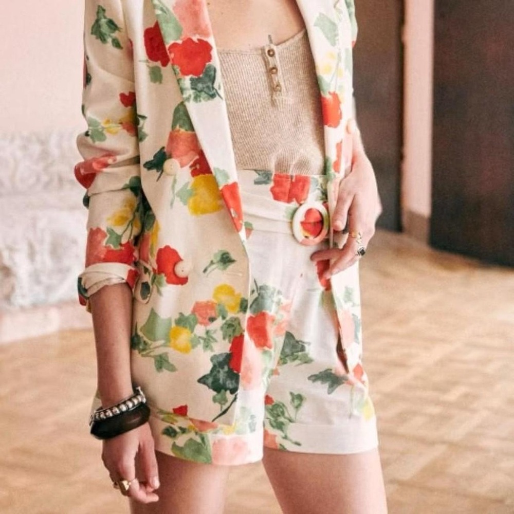 Sezane Romeo Shorts IMPRIME COQUELICOTS size 40 NWT